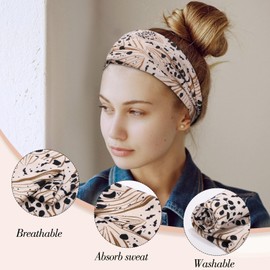 Fall Headbands for Women, 6Pcs Wide Hairband for Daily Wear Outdoor Leopard Print Headbands Stocking Stuffers for Women Girls