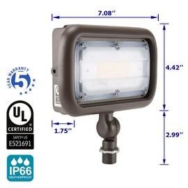 Elitexcel LED Flood Light Outdoor Lights for Yard, 30W UL Listed Landscape Lighting, 3300 Lumen Flag Pole Light, 5000K Waterproof Security Lights, 120-277V Outdoor Garden Lights, 5 Year Warranty