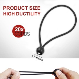 Snokay 20-Pack Ball Bungee Cords, Reusable Tie-Down Cords for Camping, Tarps, Cargo, Tents, and Household Items, Heavy-Duty UV-Resistant Bungee Balls for Indoor & Outdoor Use (13 mm)