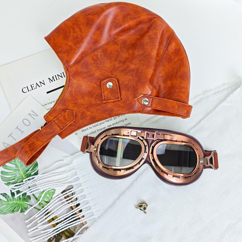 Horolam 4 PCS Aviator Costume Accessories, Aviator Hat With Goggles