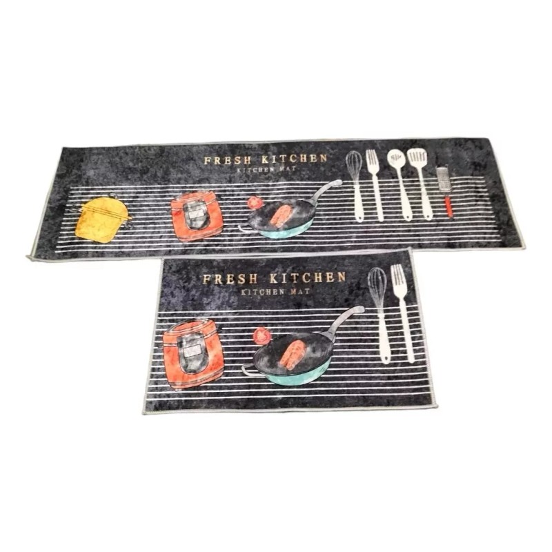 Franmova Juego De Tapetes Antiderrapante Para Cocina 2 Pz.