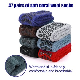 Zuimei Mens Slipper Fluffy Socks, 7 Pairs Winter Thermal Bed Cozy Socks for Men, Non Slip Fuzzy Socks for Home Sleeping