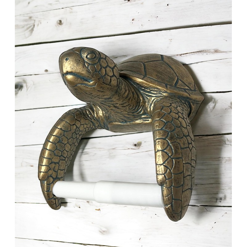 Sea Turtle Wall Mount Toilet Paper Roll Holder Rustic Nautical
