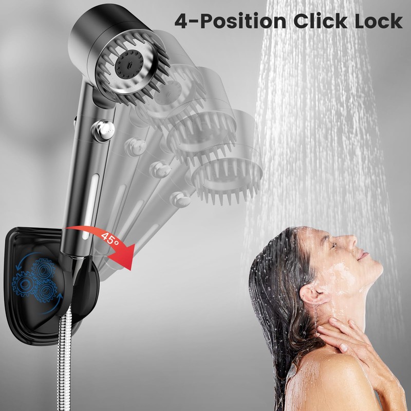Strong Adhesive Shower Head Holder Stainless Steel Adjustable Shower Head