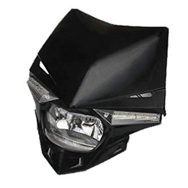 karun Bike Headlight Cowl Street Off Road LED Delight Headlamp Mask Turn Light Universal (Black)