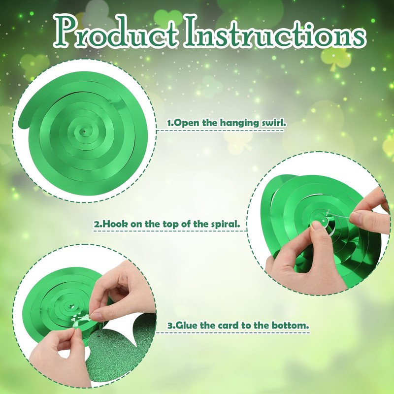 Chivertion 32 Pcs St. Patrick's Day Party Decorations Double-Sided Glitter