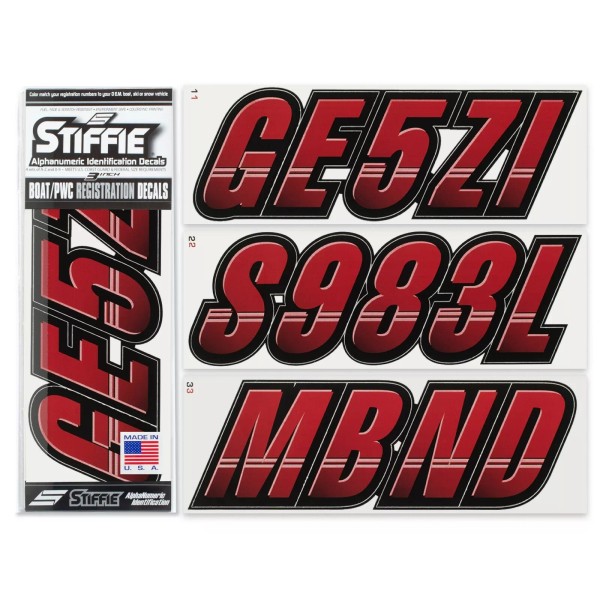 STIFFIE Techtron TT05 Boat PWC Letter Number Decal Registration BURGUNDY
