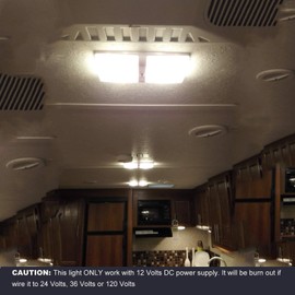 Facon 12V LED RV Interior Light Fixtures with On&Off Switch, 3400K Warm White, 12Volts DC Double Dome Under Cabinet Light, use for RV Motor-Homes Camper Caravan Trailer Boat