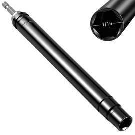 Blulu 7/16'' Power Nut Driver 7.8 Inch Long, Nut Runner Hollow Socket with 1/4" Hex Shank, Fit Long Bolts and Ductwork for Overhead Fastening Applications Operations