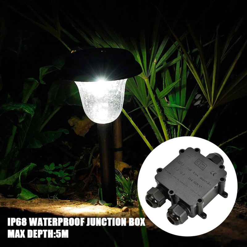 IP68 Waterproof Junction Box 3-Way Line M25 Outdoor Cable Connectors