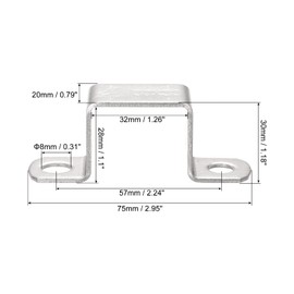 sourcing map U Shaped Connector Bracket 28 x 32mm 304 Stainless Steel for Door Closed Bar Holder Strut Channel 6pcs