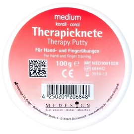 medesign Therapie Knete korallrot medium, 1er Pack (1 x 100 g)