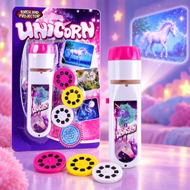 Kids Projector Flashlight Toy with 24 Picture Slides, Handheld Torch Projector for Bedtime Play, 3 Rotating Slide Discs, Portable Picture Viewer for Kids, Unicorn or Dinosaur Theme