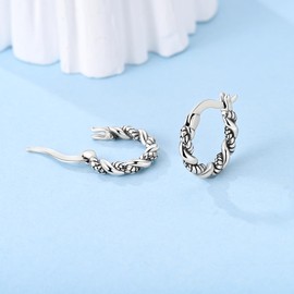 Hapour Sterling Silver 925 Hoop Earrings for Women Small Hoop Earrings Cartilage Helix Earrings Women, Sterling Silver, Cubic Zirconia