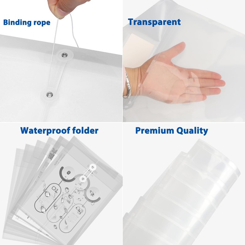 FYY Plastic Envelopes A4 Size with Button and String Tie