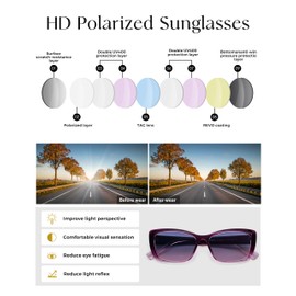 ELOOKUS Polarized Oversized Round Sunglasses for Women UV400 Protection Fashion Gradient Shades for Trendy Sun Glasses Purple Frame with Brown Lenses
