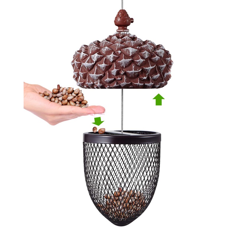 KALLAK Metal Acorn Hanging Bird Feeder Outdoor Decoration