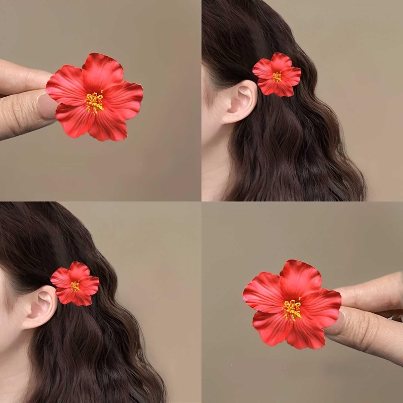SOFISO 3Pcs Hawaiian Flower Hair Clips for Women 3.5 Inch