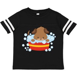 inktastic Cute Dog, Little, Brown Dog, Puppy, Bath Toddler T-Shirt 2T Football Black and White 455bb