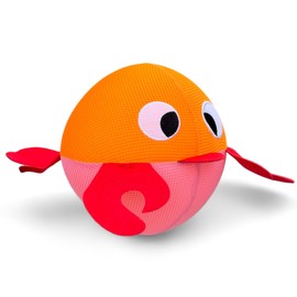 MIJOMA Cheerful Water Polo Fish, Fabric Cover, Springball Diameter 23 cm, Robust Polyester, Durable Water Toy for Games on Land and Water, Family Friendly (Orange/Pink)