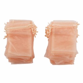 100pcs Little Organza Bags, 4x6 Inch Mesh Jewelry Candy Gift Bags Drawstring Pouches for Wedding Party Decorations Crafts(Rose Gold)