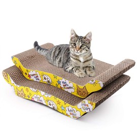 2 Pack Cat Scratcher Cardboard, Reversible Corrugated Cat Scratching Pad Replacement Scratcher Pad Lounge Sofa Bed, Catnip Included