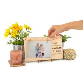 CONTRAXT Marco fotos regalo abuelo abuela. Portafotos con pinza de madera natural 10x15 shelves original abuelos día del mejor abuelo te quiero abuela regalo original cumpleaños (Abuelos ES)