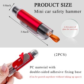 Ohleats 2 PCS Car Safety Hammer, Mini Multi-Functional Spring Hammer Emergency Glass Window Breaker, Portable U-Shaped Spring-Loaded Safety Hammer for Vehicles, Car Accessories (Red)