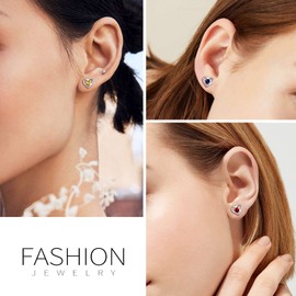 Hypoallergenic 925 Sterling Silver Celtic Knot May Birthstone Green Earrings, Birth Stone Jewelry Dainty Cute Stud Heart Shaped Hoop Earrings for Women