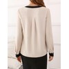 Fayenne Womens Tops Dressy Casual Color Block V Neck Business