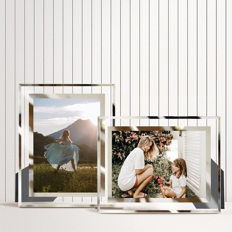 LUCKYLIFE 8x10 Picture Frame Glass for Tabletop Display Vertical or