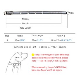 2 PCS Reflective Dog Collar with Cute Paw Rivet, Leather Dog Collar for Small Medium Large Dogs Cats, Adjustable Puppy Dog Collars, Cute Dog Collars for Dogs(Pink,Black)