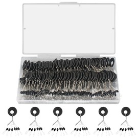 VIPMOON 600 Pieces Fishing Bobber Stopper, Rubber Bobber Stops for Fishing Line, 6 in 1 Oval Floats Sinker Stops, Black, Size S Slip Bobbers