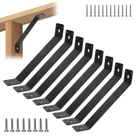 Rasugarlary Inside Mount 45-Degree Angle Bracket, 8 Pcs 7-1/4'' x 1-1/2'' Heavy Duty Connector Corner Brace Inside Joint for Wood Post and Beam Desk Edge Box Pergola Gazebo DIY Kit