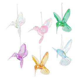 SEWACC Pack of 6 Crystal Bird Pendants Crystal Pendants Christmas Decorations Clear Christmas Ornaments Hanging Hummingbirds Acrylic Decor Hummingbird Ornament Acrylic Hummingbird Ornament