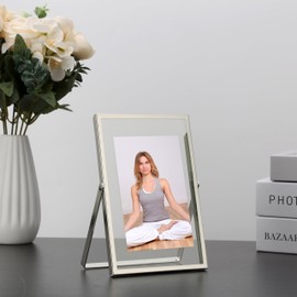 Silver 3.5x5'' Floating Frame Set of 2, For Photo Sizes (2x3'', 3.5x 5'' up to full 4x6''), Plated Metal Silver Frames 4x6'' for Tabletop/Shelf Photo Frame,Wedding,Christmas,Birthday Gift