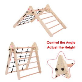 Toddler Indoor Climbing Toy, 5 in 1 Wooden Gym Playset, Playground Jungle Gym, Baby Triangle Folding Climbing