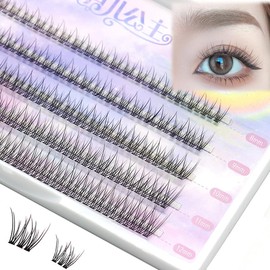 LASGOOS DIY Eyelash Extensions Fish Tail Eyelashes Natural Home Grafted False Fake Individual Eyelashes Cluster Lashes Flower Fairy Eye Makeup 8/9/10/11/12mm 200pcs in Bulk Pack Wholesale Salon Lashes