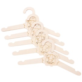 Cabilock Pack of 5 Wooden Baby Clothes Hangers with Lion Animal Designs, Cute Children's Clothes Hangers for Toddlers, Infant Clothes Hangers for Nursery Baby Clothes