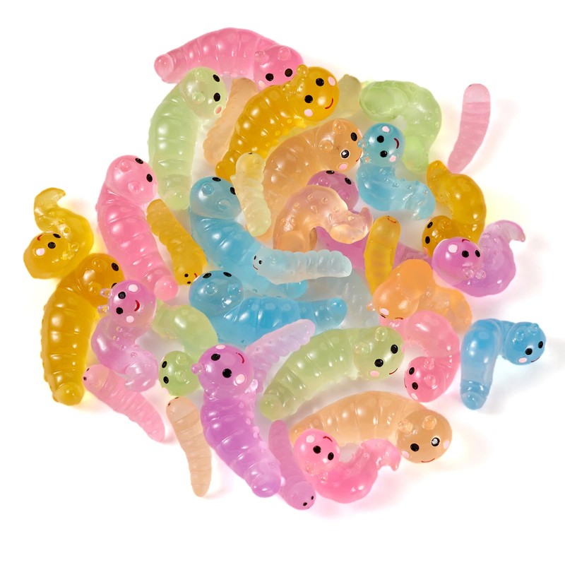 Boutigem 36Pcs Glow in The Dark Worm Figurines Luminous Worm