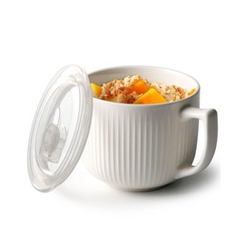 NUTRIUPS Mikrowellen Keramik Suppenschüssel mit Henkel, 900ml Suppentassen mit Henkel, Kaffeetasse Groß