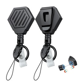 Pawfly 2 Pack Heavy Duty Retractable Keychain with Magnetic Closure Retractable Badge Reel for up to 16 oz Magnetic Badge Holder Reel with 35" Dyneema Cord ABS Casing Belt Clip and Large Key Ring