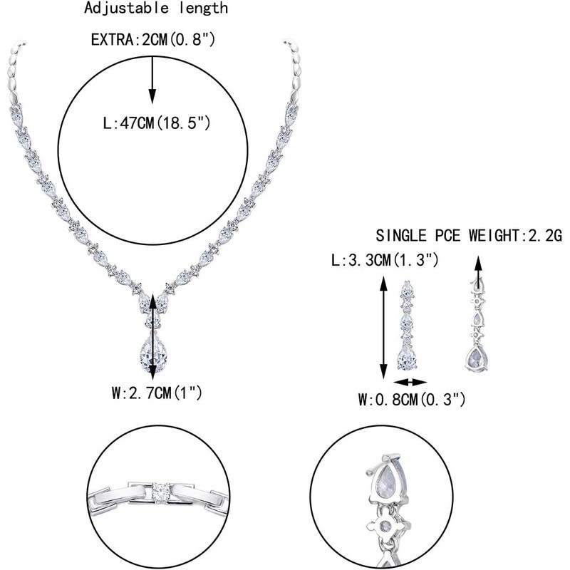 EVER FAITH Mujer Sets de Joyería Cristal Zirconia Cúbica Gota