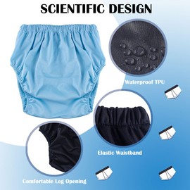 WEEOATAR Adult Cloth Diaper Cover,Cloth Diaper Shell,Pull on Cover,Waterproof,Washable and Reusable Underwear Together with Diapers and Briefs as Added Leak Resistance(White,Grey&Purple,L)