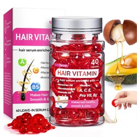 Capsules for hair care 40 Pcs Hair Vitamin Serum Capsule Hair Vitamins Hair Serum, Enriched with Moroccan Oil, Macadamia Oil, Avocado Oil Makes Hair Smooth and Shiny
