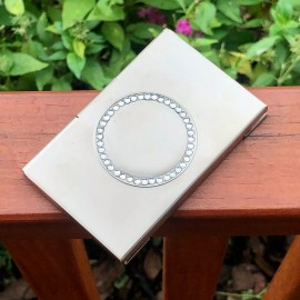 Unbranded Rhinestone Pocket Stainless Steel & Metal Business Card Holder Case ID Credit