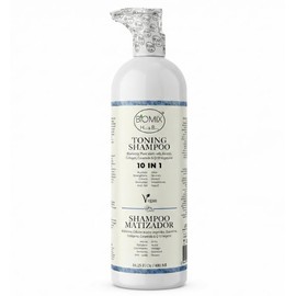 Biomix Shampoo Matizador 10 en 1 480ml Arándano Matiza Naranja Amarillo Efecto Platino Canas Repara Mientras Matiza Células Madres, Queratina, Colágen