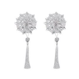 RARITYUS Bling Flower Rhinestone Pasties Nipple Covers Crystal Body Jewelry Reusable Tassel Breast Petals Chest Stickers Silver