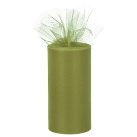 sourcing map 6 inch 50 Yards Tulle Ribbon Rolls Pastel Netting Fabric Net Cloth for Gift Wrapping Christmas Wedding DIY Crafts, Olive Green