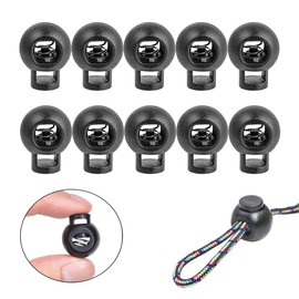 Tadipri 1-Hole Cord Stopper, Pack of 10, In Black, Up To Diameter 5 mm Cord, Band Clamp For Jacket, Sportswear, Backpack, Rubber Cord Stopper, Quick Release Shoelaces, Cord Slide